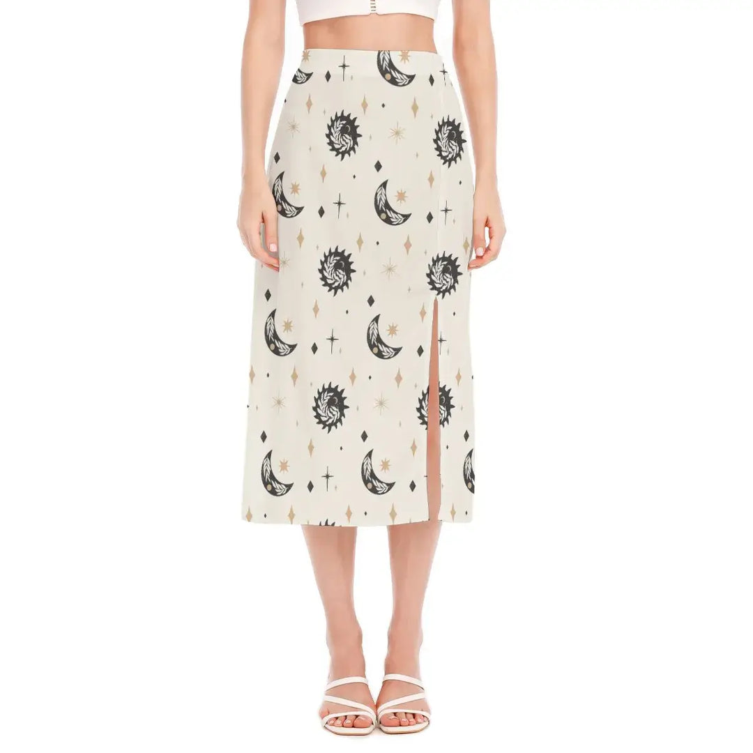 Hippie Bohemian Style Geo Print Women's High Slit Long Skirt - Archiify