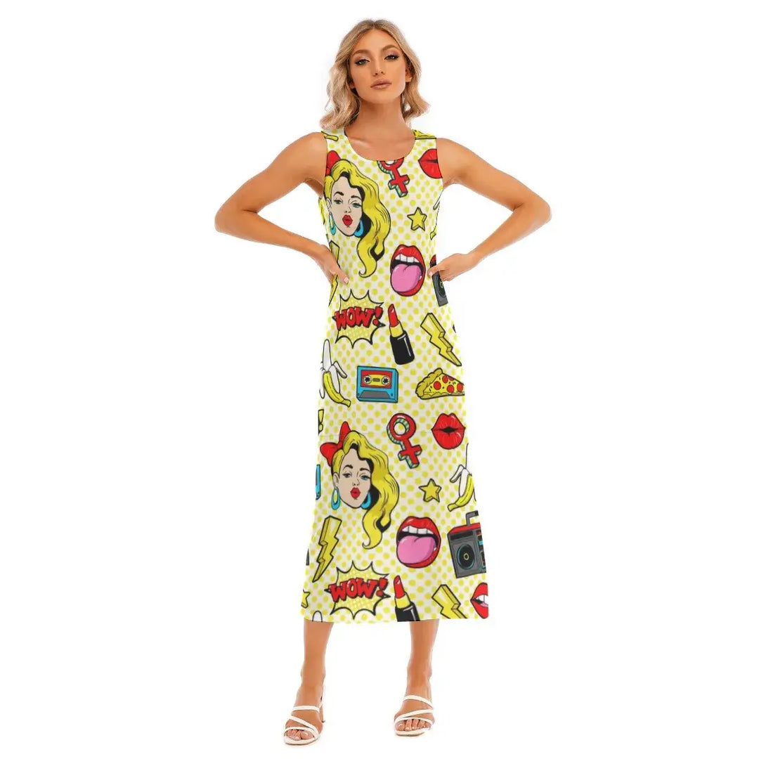 Archiify Pop style Women's Printed Vest Long Skirt