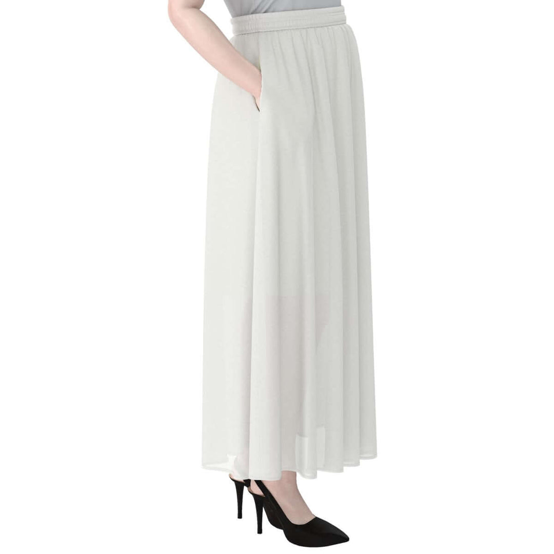 Hippie Patchwork Denim Print Women's Maxi Chiffon Skirts With Lining - Archiify