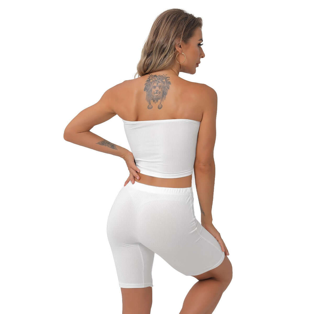 Print Women's Breast Wrap Shorts Suit - Archiify