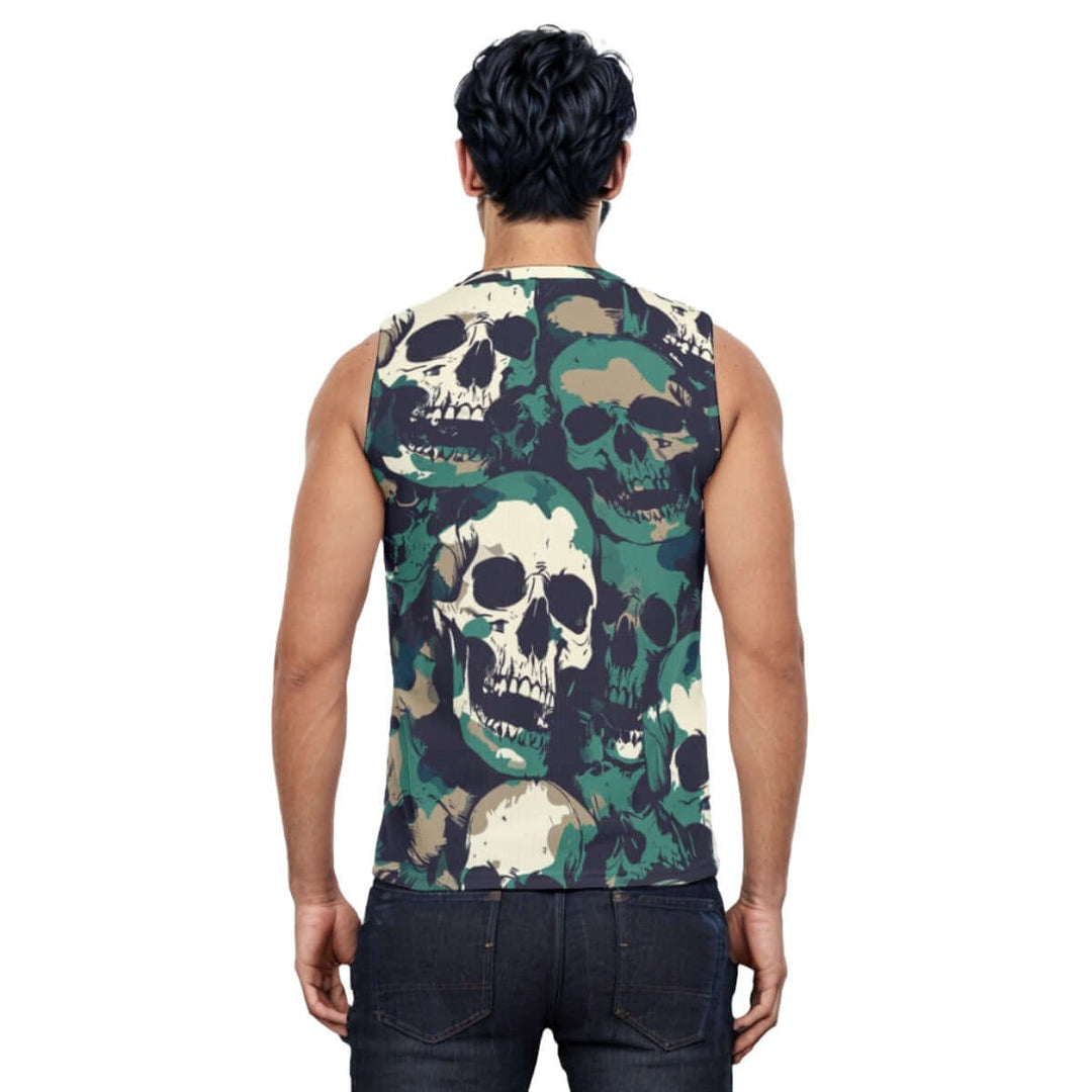 Hip Hop Skull Print Men's Casual V-Neck Tank Top