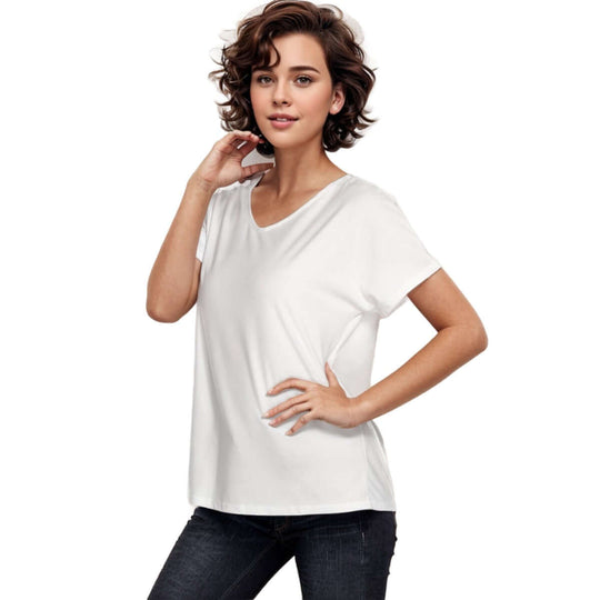 Customized Women's Loose V-neck Short Sleeve T-shirt - Archiify