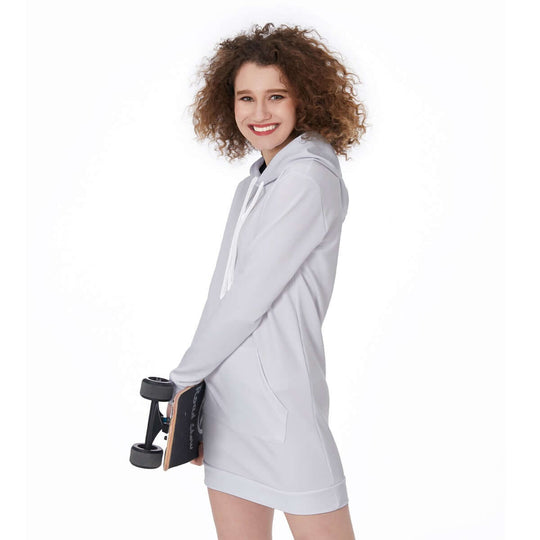 Custom Street Style Women's Long Hooded Letter Sweatshirt Dress - Archiify