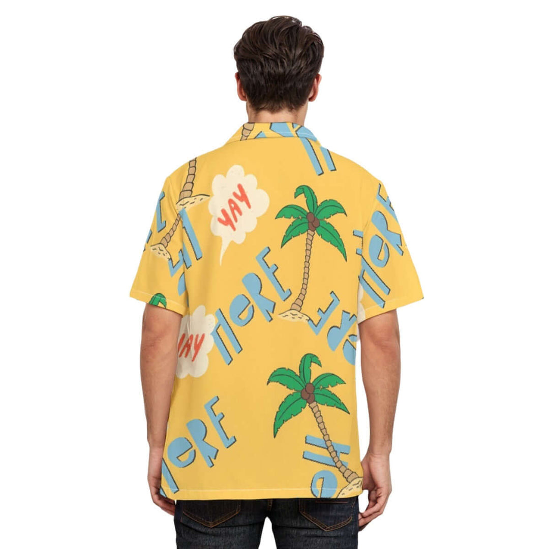 Men's Hawaiian Tropical Print Shirt With Button Closure