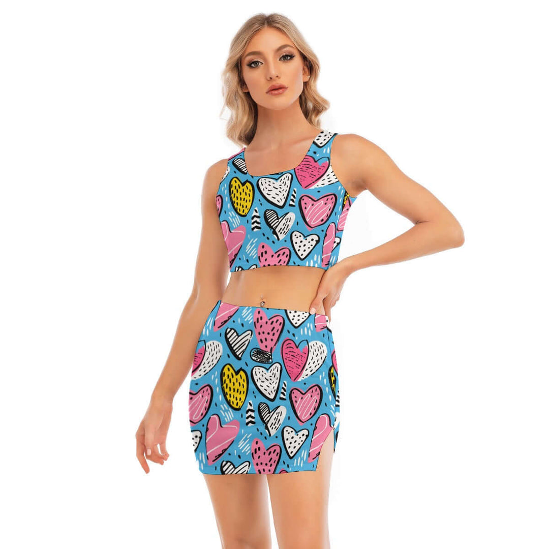 Pop Style Women's Camisole and Wrap Skirt Set
