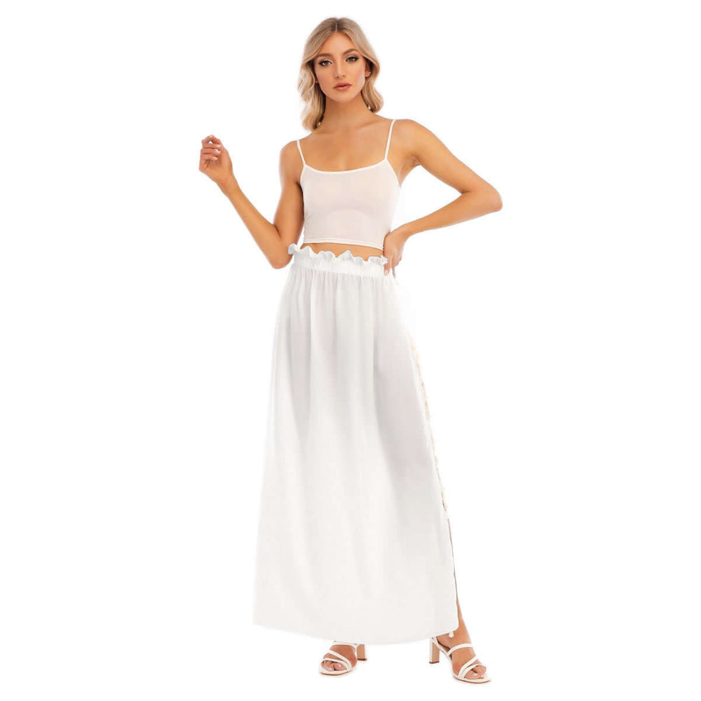 Hawaiian Women's Printed Lace Edge High Side Split Skirt