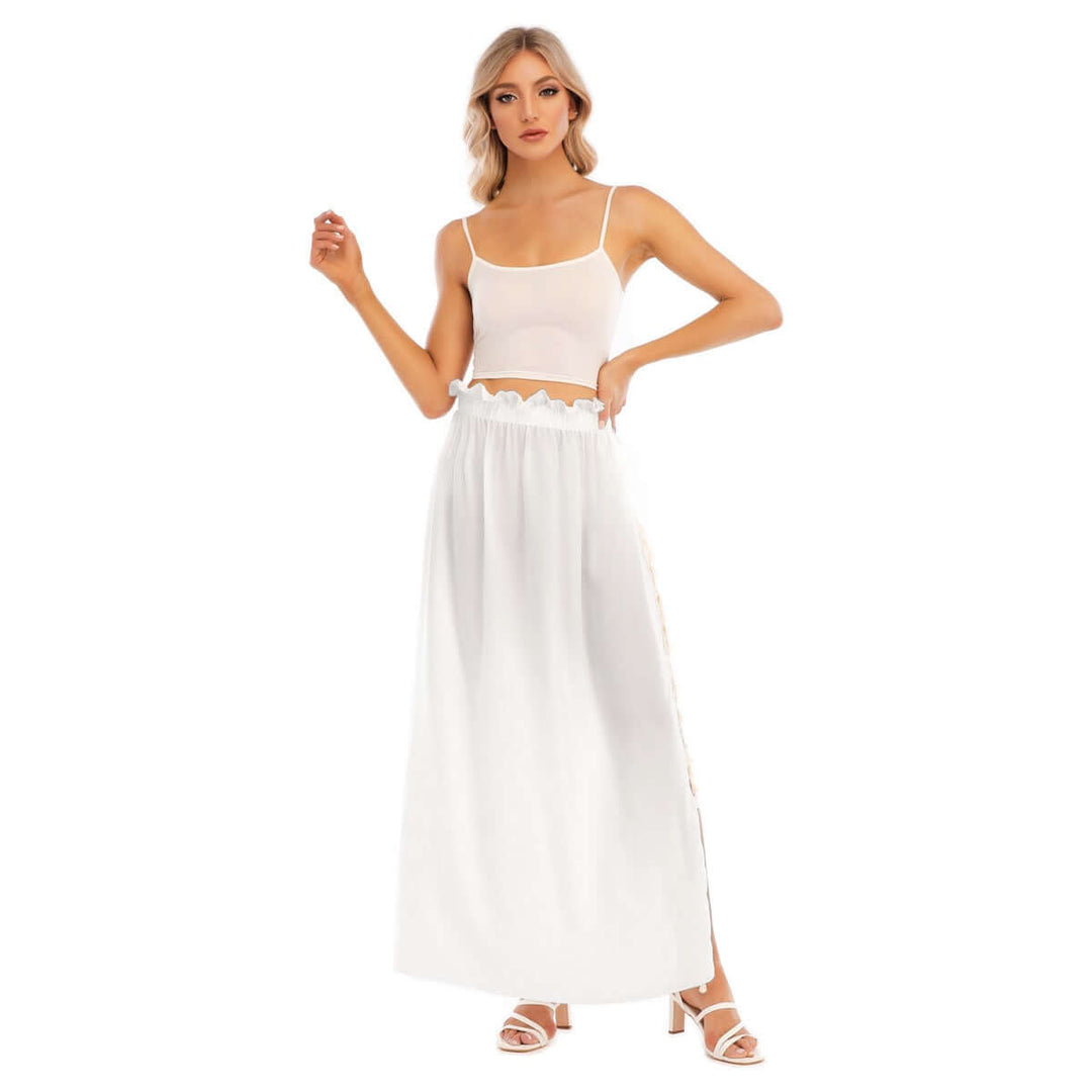 Hawaiian Women's Printed Lace Edge High Side Split Skirt