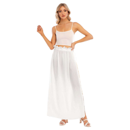 Hawaiian Women's Printed Lace Edge High Side Split Skirt