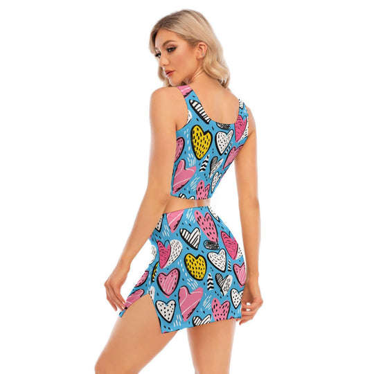Pop Style Women's Camisole and Wrap Skirt Set