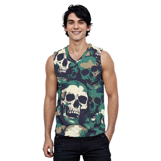Hip Hop Skull Print Men's Casual V-Neck Tank Top