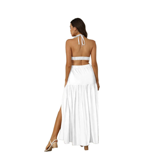 Hawaiian Women Beach Two Piece Set Women's Tie Back Wrap Dress