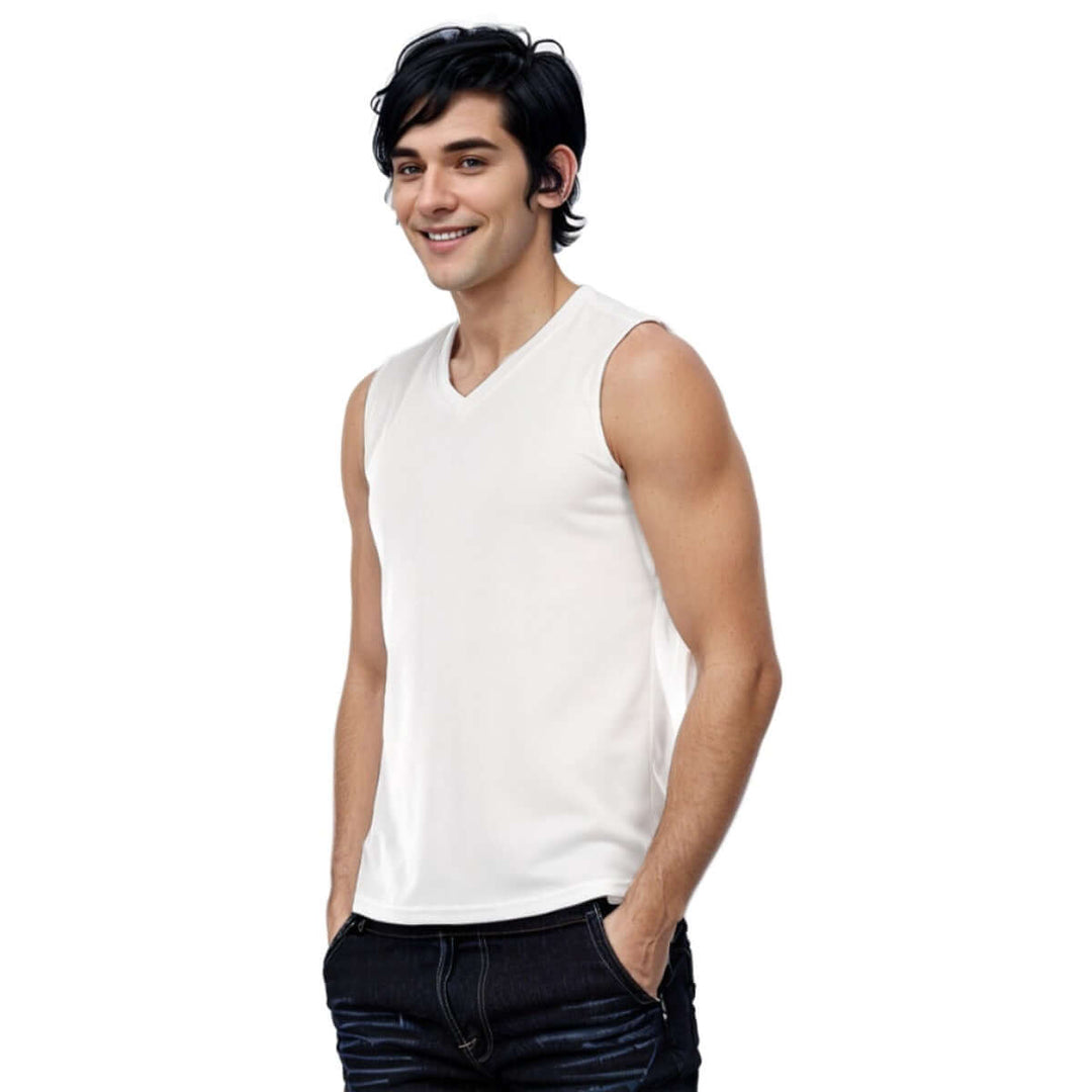 Street Style Men's V-neck Tank Top Graphic Vest | Personalized Gift - Archiify