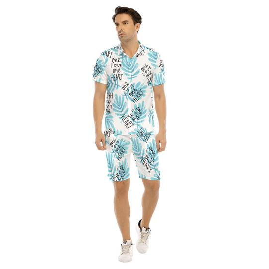 Hawaiian Men's Beach Print Short Sleeve Shirt Set