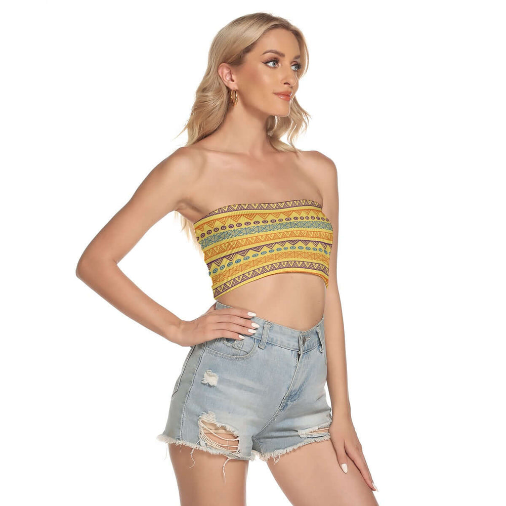 Hippie Colorful Striped Print Women's Sexy Tube Top