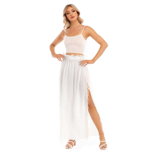 Hawaiian Women's Printed Lace Edge High Side Split Skirt