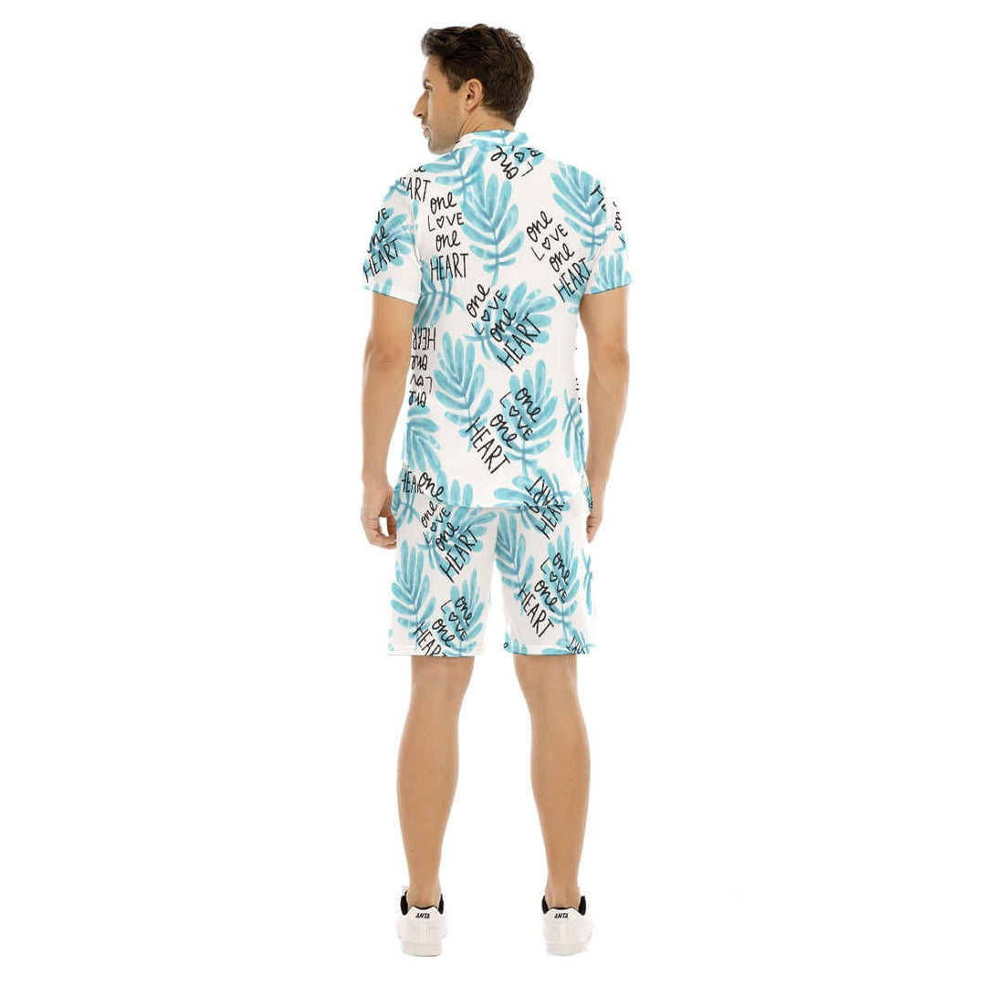 Hawaiian Men's Beach Print Short Sleeve Shirt Set