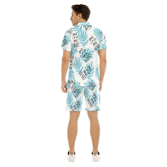 Hawaiian Men's Beach Print Short Sleeve Shirt Set