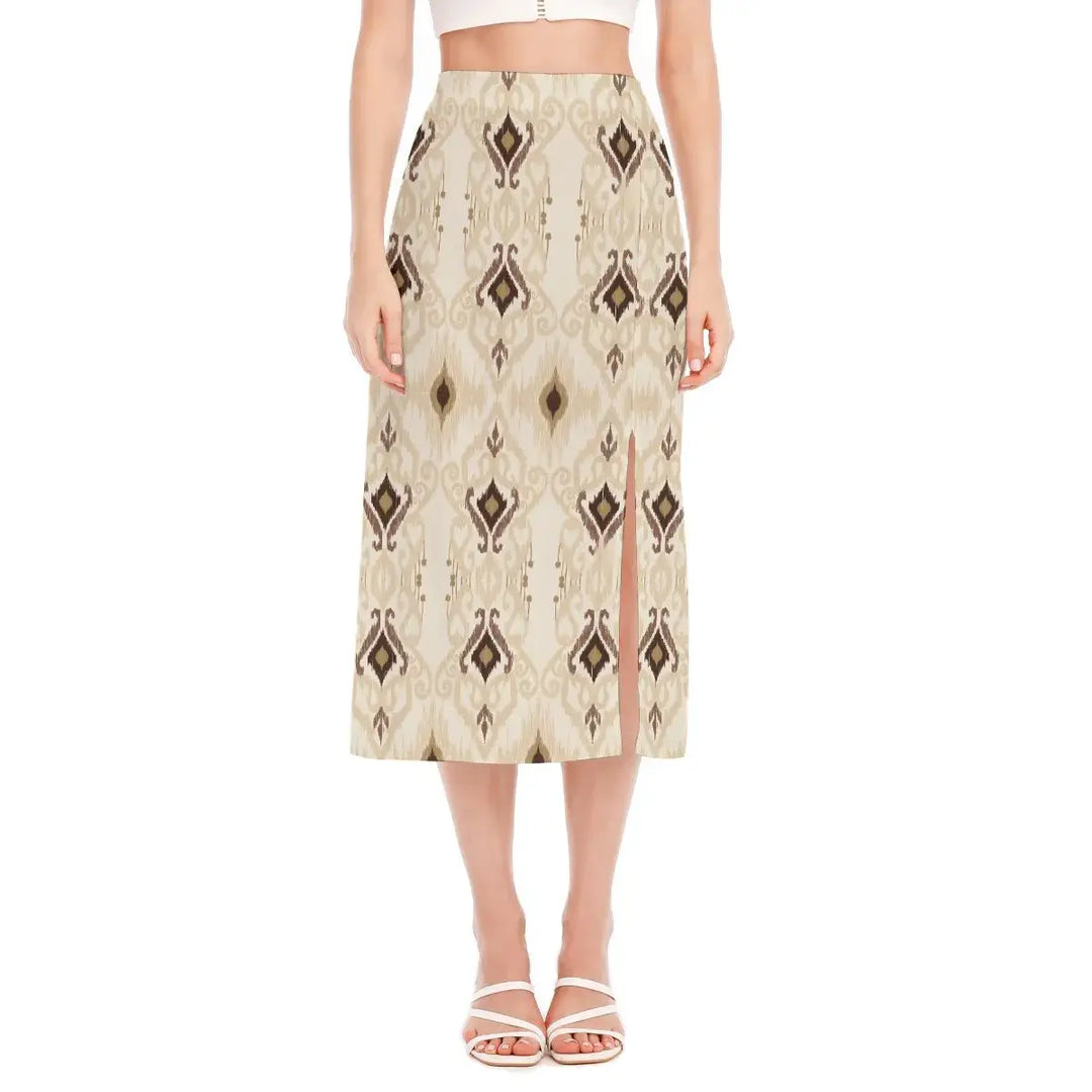 Hippie Bohemian Style Geo Print Women's High Slit Long Skirt - Archiify