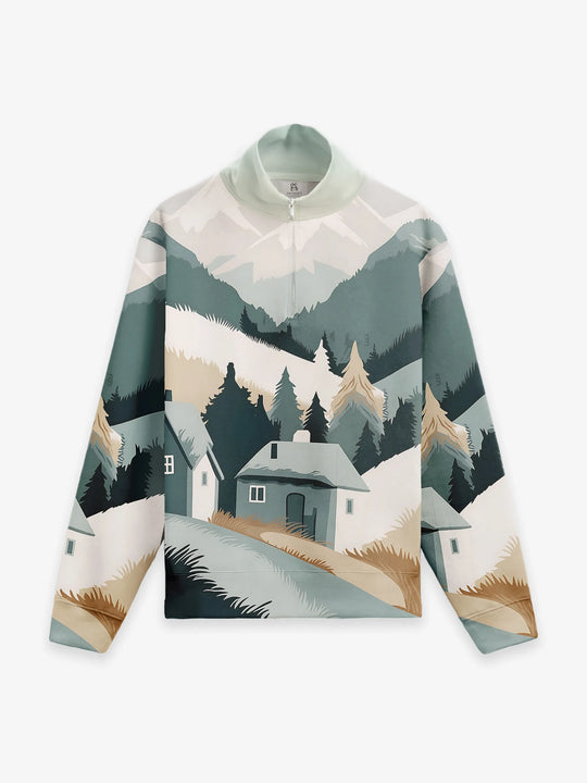 Fuzzy Half Zip Pullover in Frosted Slopes