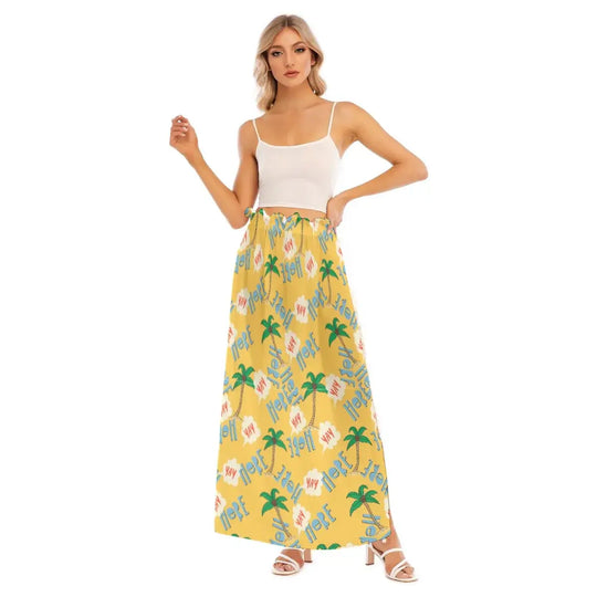 Hawaiian Women's Printed Lace Edge High Side Split Skirt