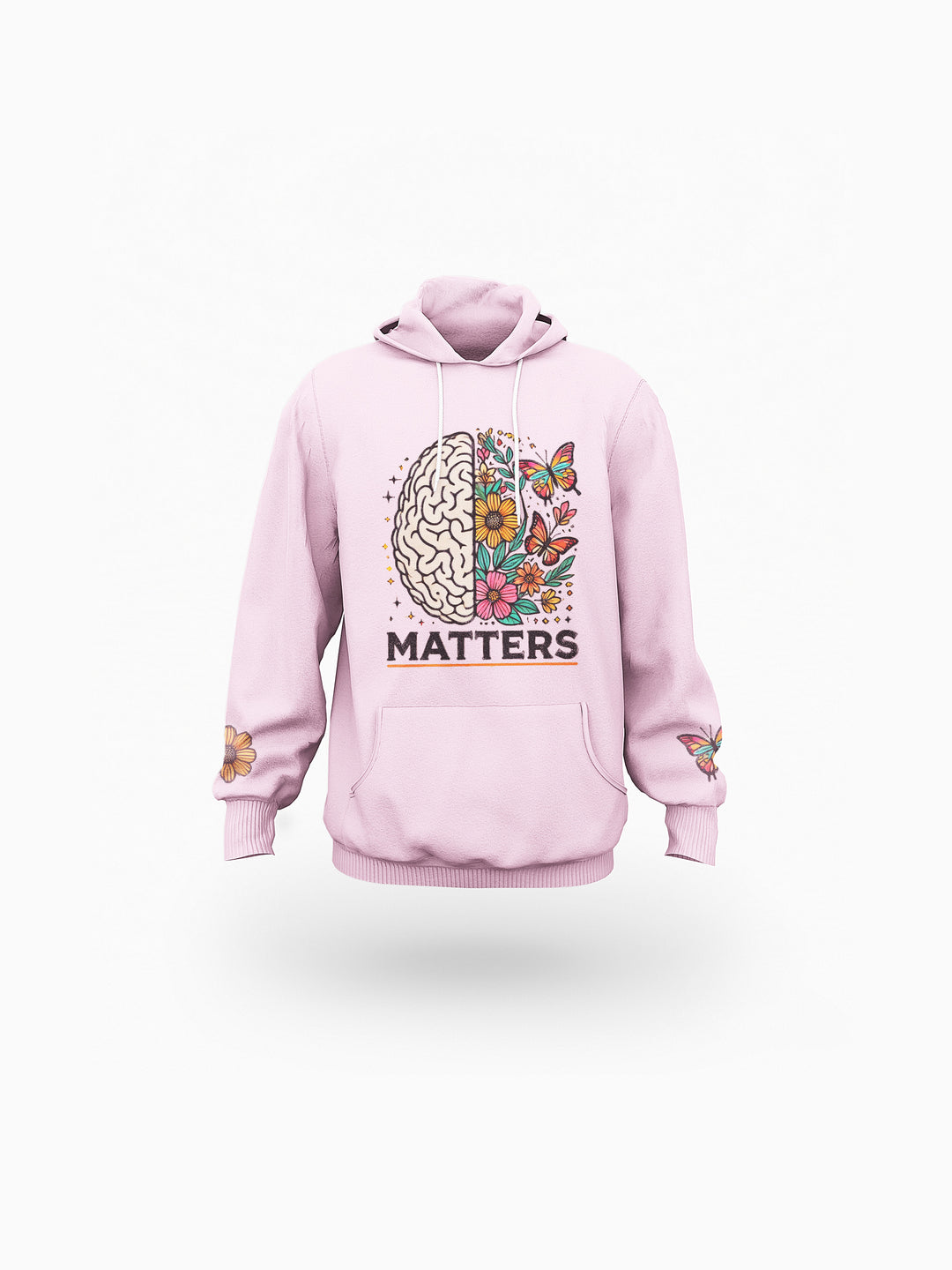 ‘Mentality’ Pink Eco-friendly All-Over Print Unisex Pullover Hoodie
