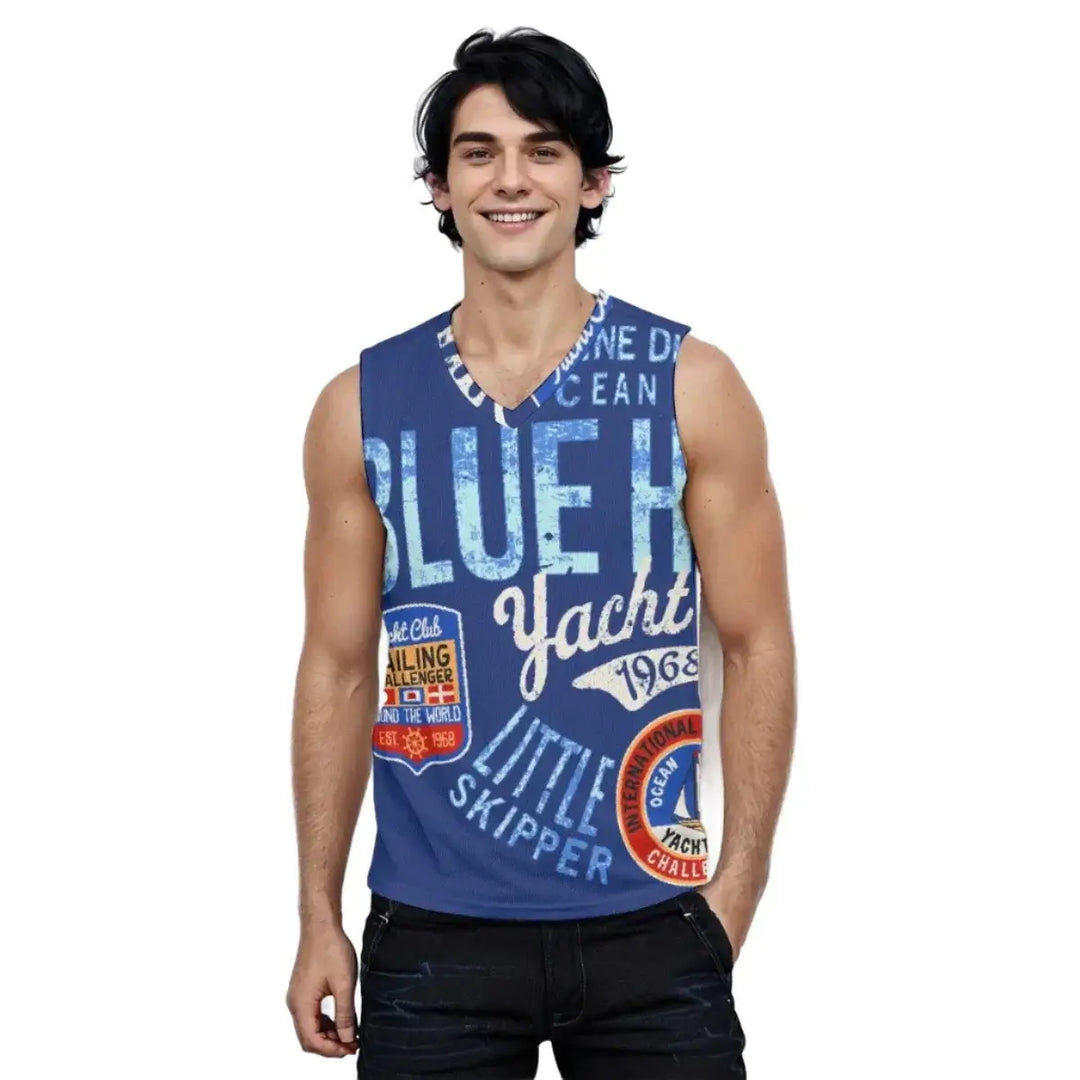 Street Style Men's V-neck Tank Top Graphic Vest | Personalized Gift - Archiify