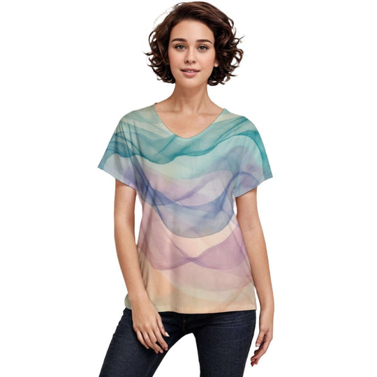 Street Style Women's Loose V-neck Short Sleeve T-shirt