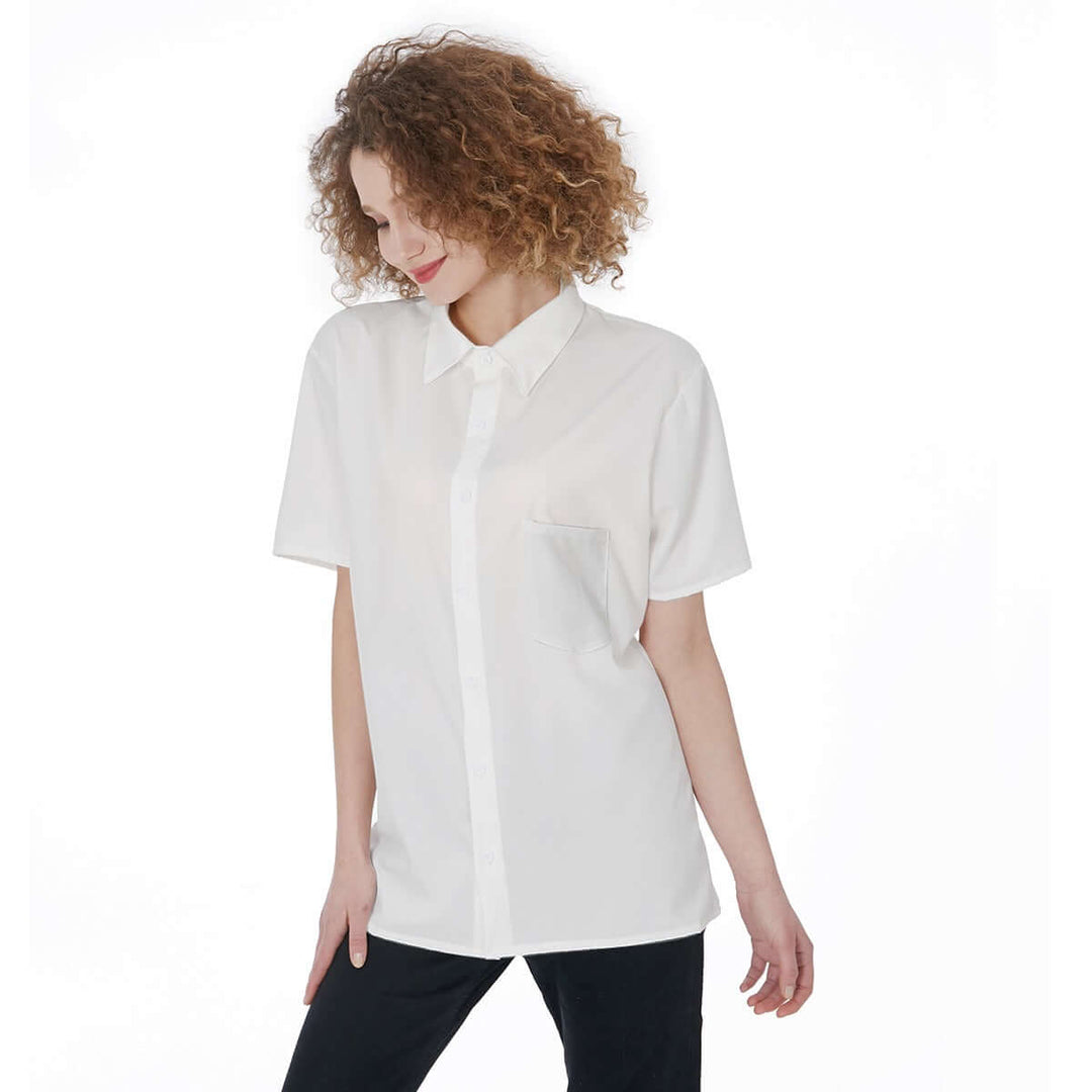 Print Women's Short Sleeve Shirt With Pocket - Archiify