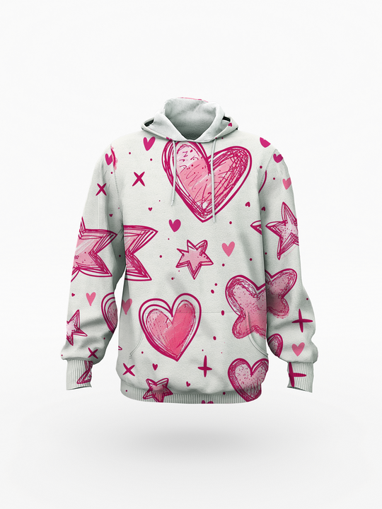 Pink Heart Customized Women's Hoodie