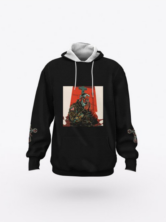 No War Print Men's Raglan Pullover Hoodie