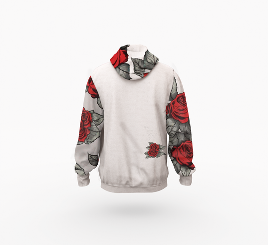 Rose print Men's Raglan Pullover Hoodie