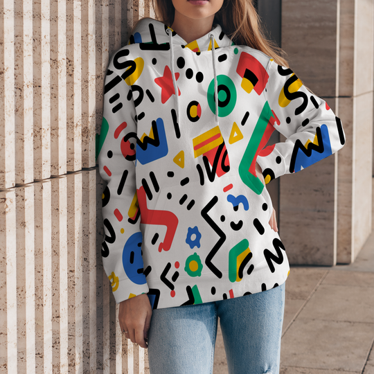 Women's Alphabet Graffiti Print Hoodie