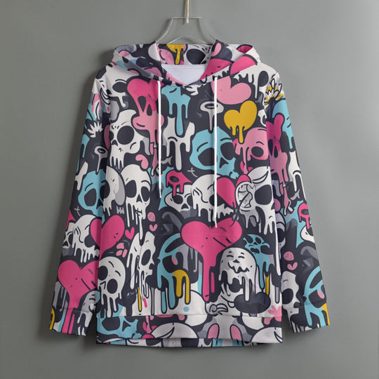 Colorful Skull Print Drawstring Women's Pullover Hoodie