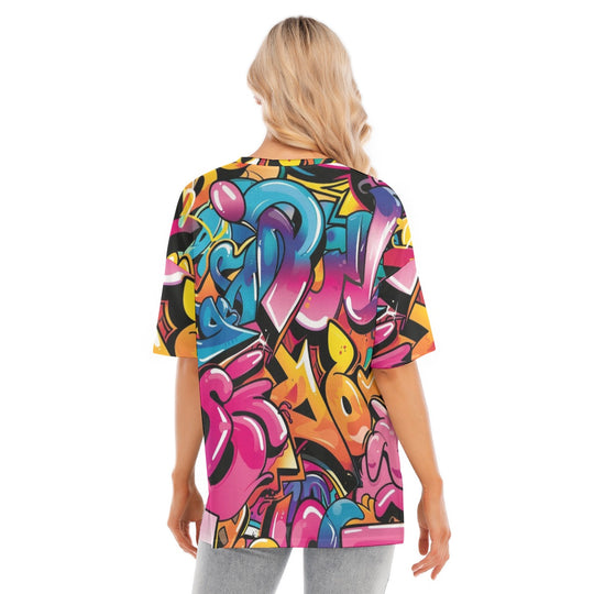 All-Over Print Women's Short Sleeves T-shirt With Hem Split