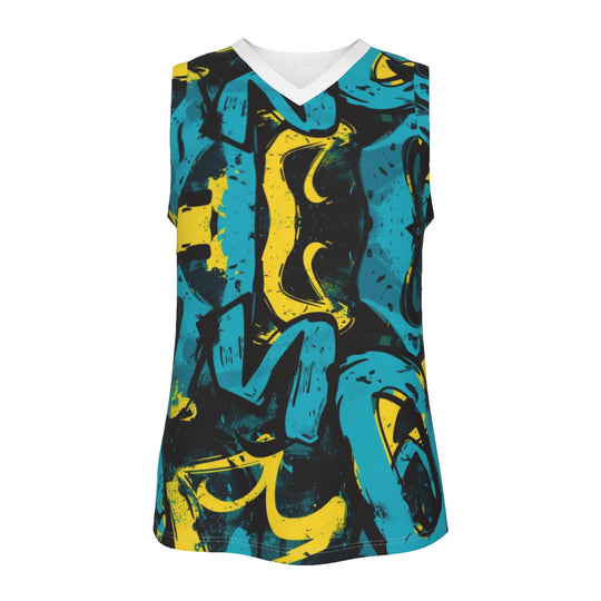 All-Over Print Men's V Neck Basketball Top