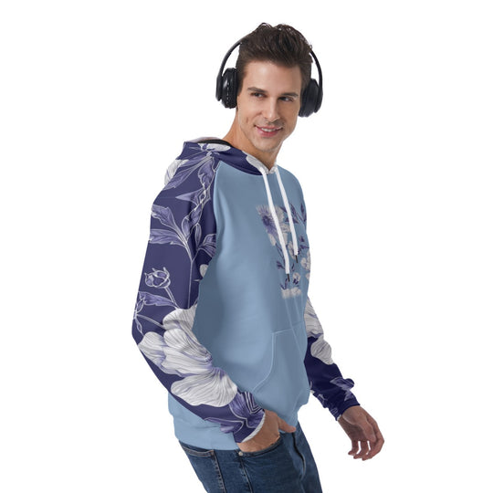 Blue Print Men's Raglan Pullover Hoodie