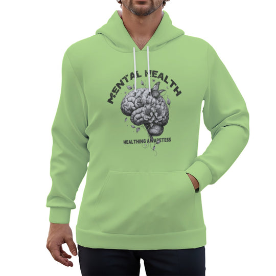 ‘Mental Green’ Eco-friendly All-Over Print Unisex Pullover Hoodie