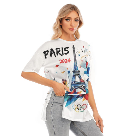 2024 Paris Olympic Women's Short Sleeves T-shirt With Hem Split