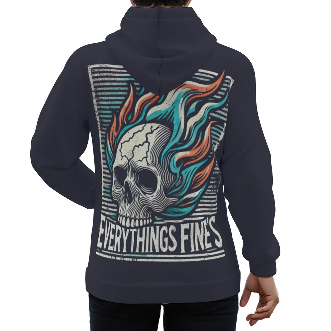 Flameskull Ⅲ Blue Eco-friendly All-Over Print Unisex Pullover Hoodie