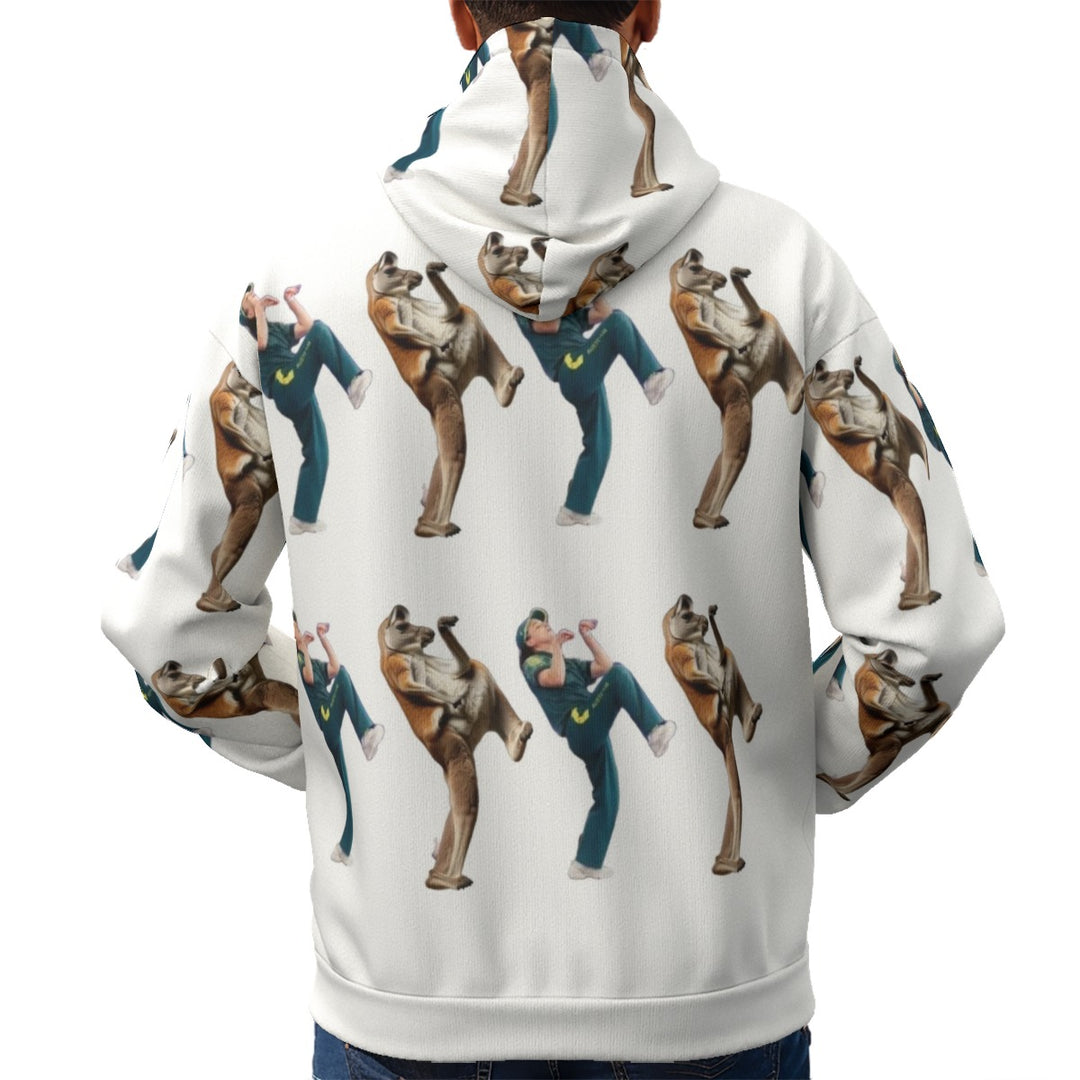 Breakdancing Kangaroo All-Over Print Unisex Plus Fleece Pullover Hoodie