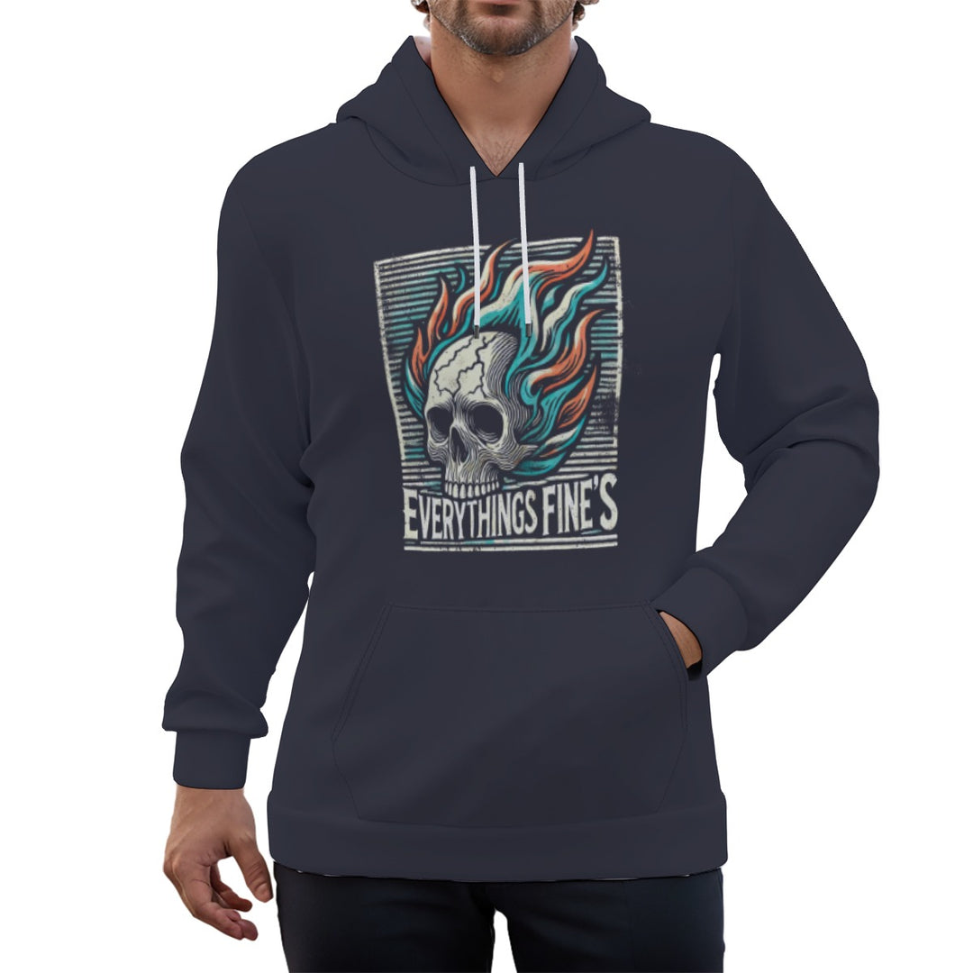 Flameskull Ⅲ Blue Eco-friendly All-Over Print Unisex Pullover Hoodie