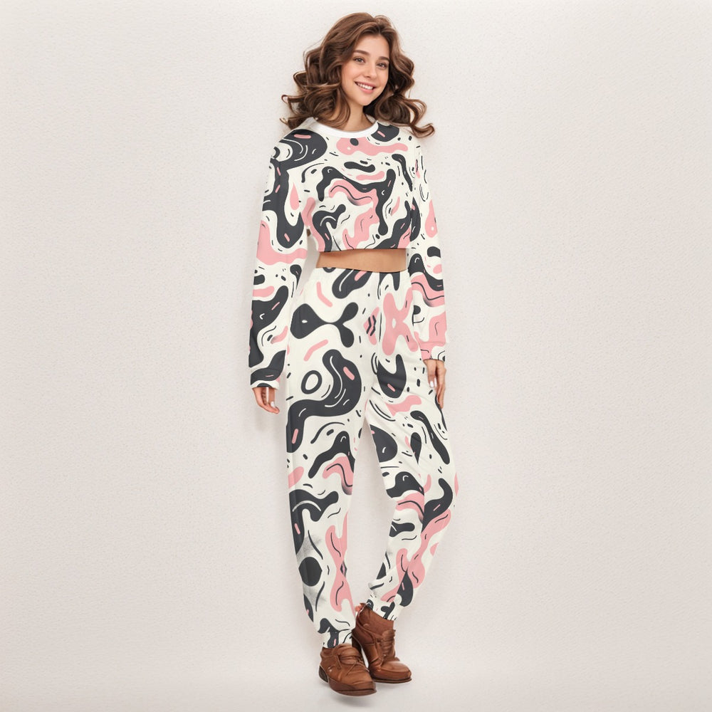 All-Over Print Women's Crop Sweatshirt Suit