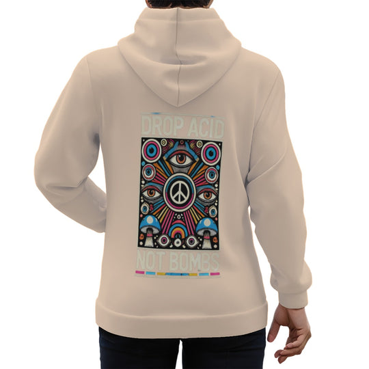 ‘Retro Psychedelia’ Mocha Eco-friendly All-Over Print Unisex Pullover Hoodie