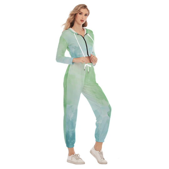 All-Over Print Women's Crop Hoodie Sports Set