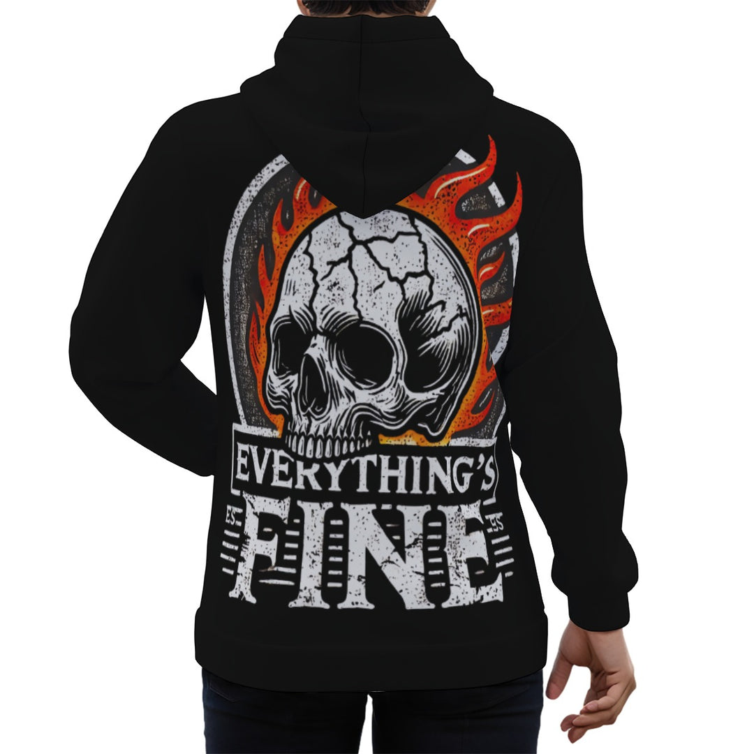 Flameskull Ⅰ Black Eco-friendly All-Over Print Unisex Pullover Hoodie