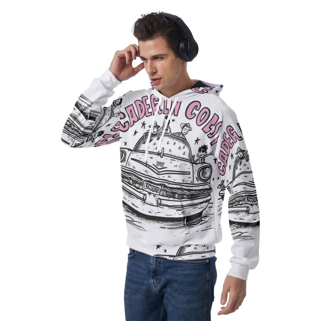 Retro Print Men's Raglan Pullover Hoodie