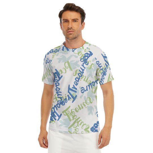 All-Over Print Men's Tight Surf Clothing With Half Sleeves