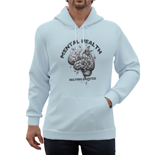 ‘Mental’ Blue Eco-friendly All-Over Print Unisex Pullover Hoodie