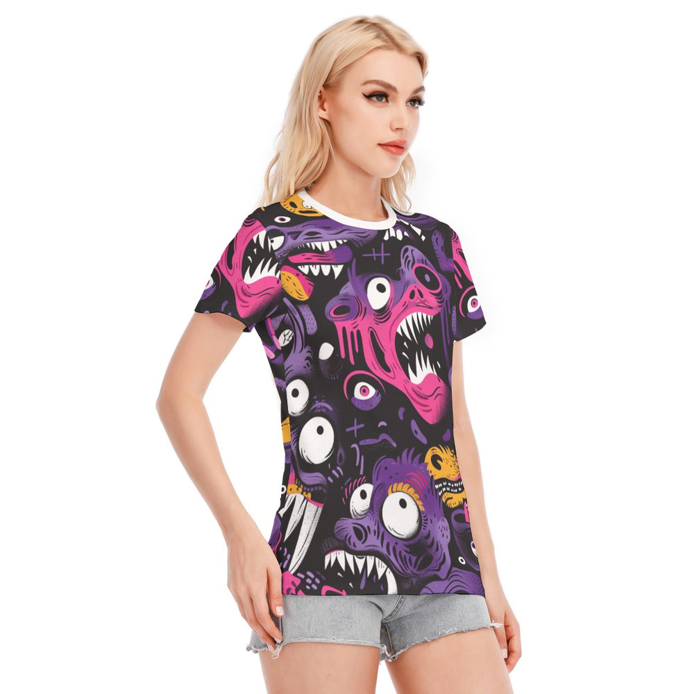 All-Over Print Women's Round Neck T-Shirt | 190GSM Cotton