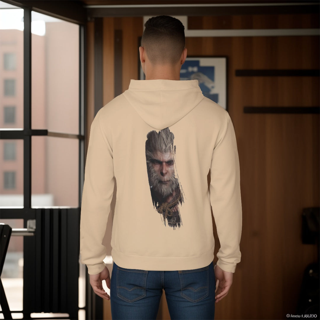 WuKong XII Khaki All-Over Print Men's Pullover Hoodie